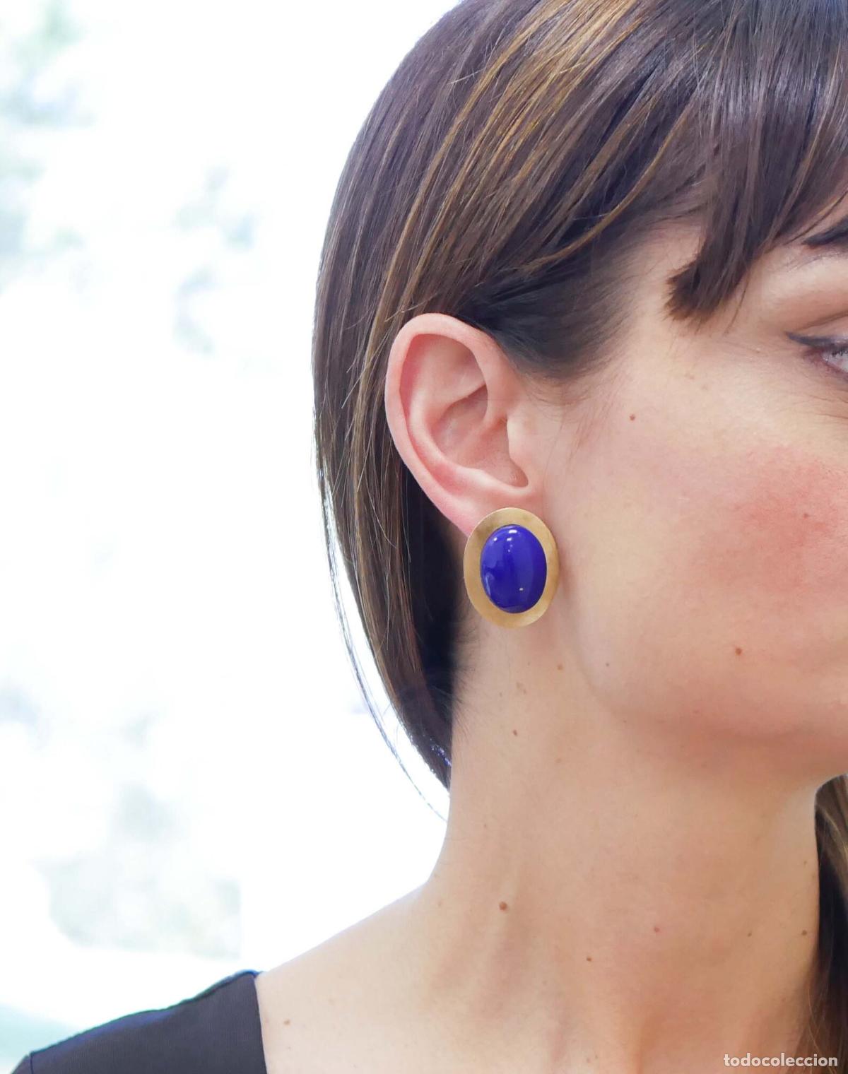 Joyeria: Pendientes grandes de lapisl&aacute;zuli y oro amarillo - Foto 8