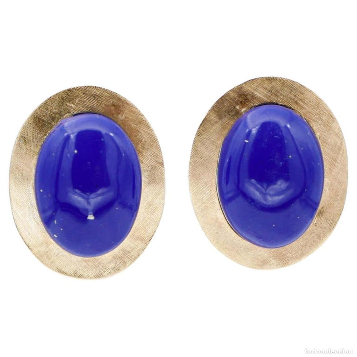 Joyeria: Pendientes grandes de lapisl&aacute;zuli y oro amarillo - Foto 1