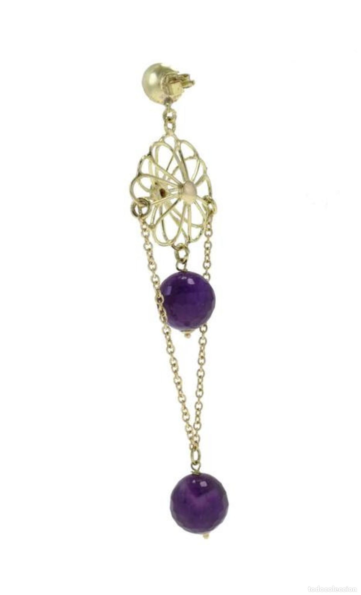 Joyeria: Pendientes de oro amarillo con amatista - Foto 5