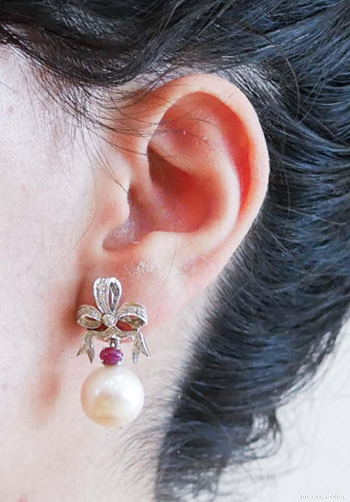 Joyeria: Pendientes de perlas, rub&iacute;es, diamantes y oro blanco - Foto 6