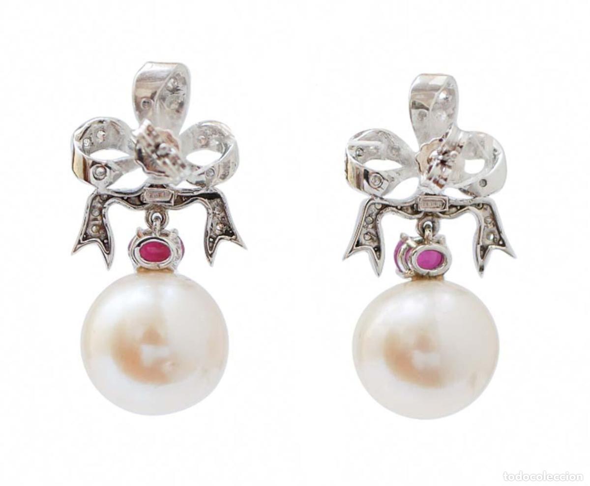 Joyeria: Pendientes de perlas, rub&iacute;es, diamantes y oro blanco - Foto 8