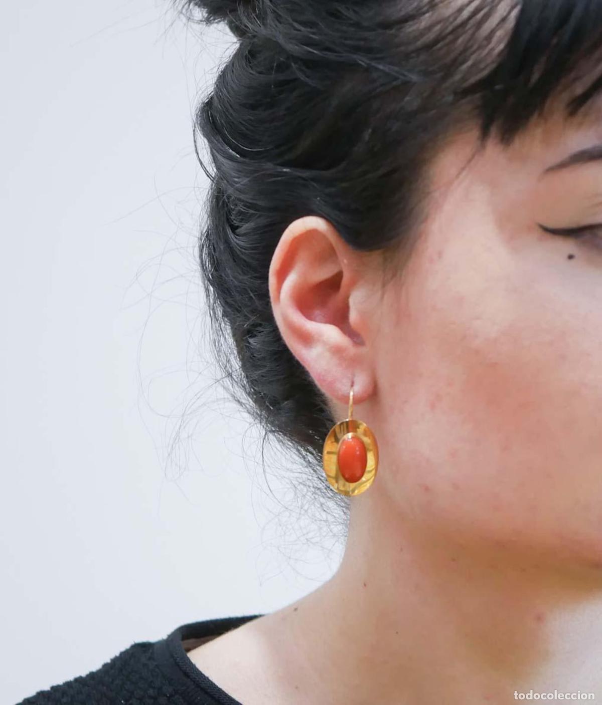 Joyeria: Pendientes de coral en oro amarillo de 18 quilates - Foto 8