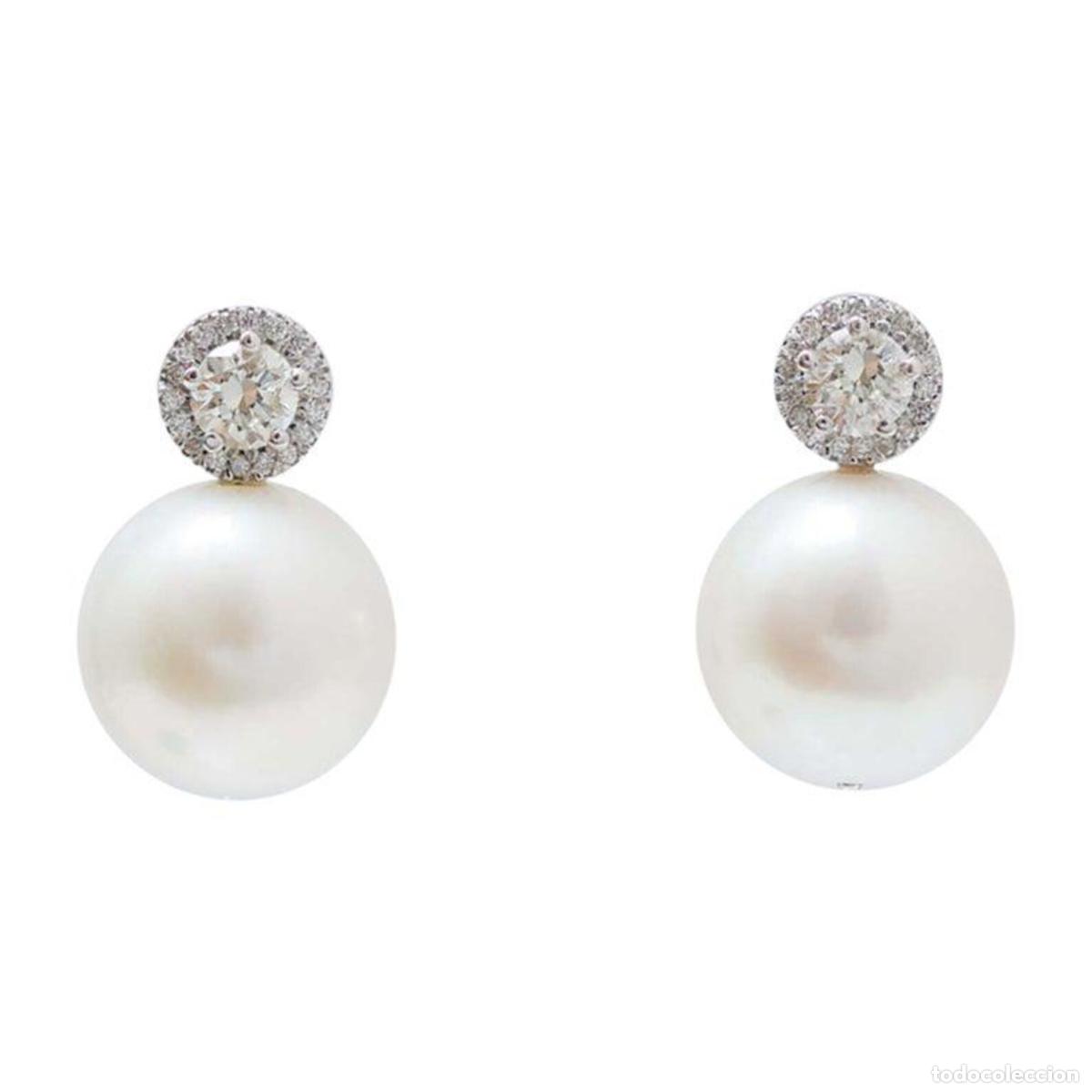 Joyeria: Pendientes de perlas, diamantes y oro blanco - Foto 1