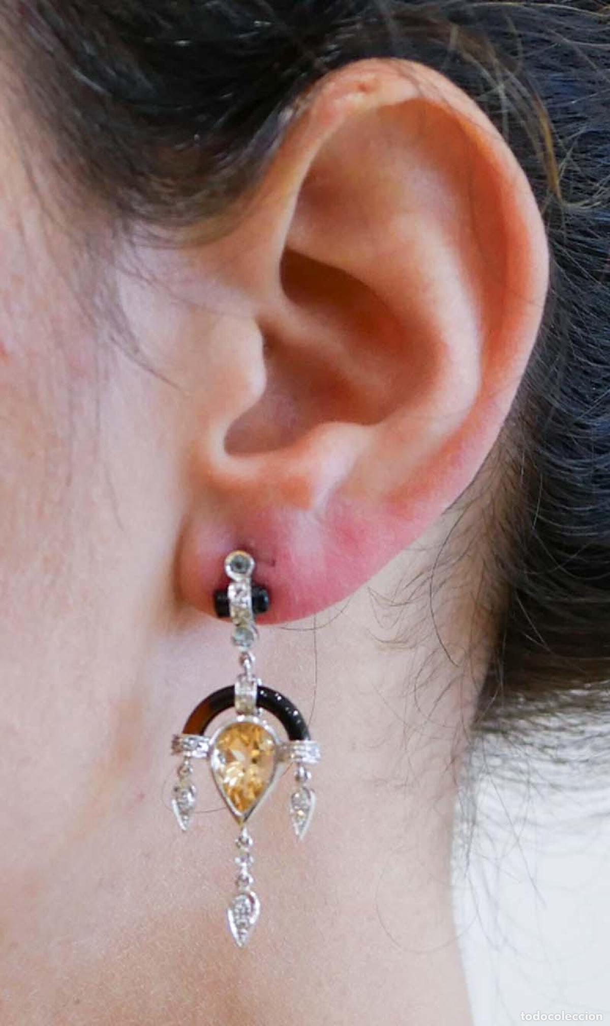 Joyeria: Pendientes de topacio, diamantes, &oacute;nix y platino - Foto 6