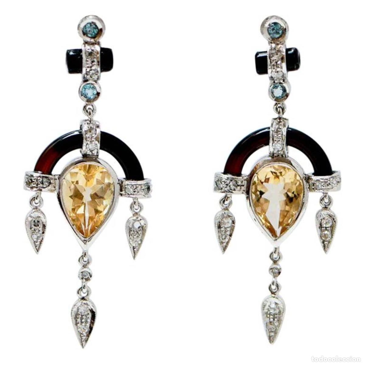 Joyeria: Pendientes de topacio, diamantes, &oacute;nix y platino - Foto 1