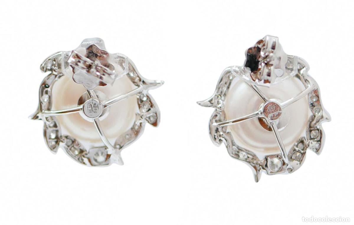 Joyeria: Pendientes de perlas blancas, diamantes y oro blanco - Foto 7