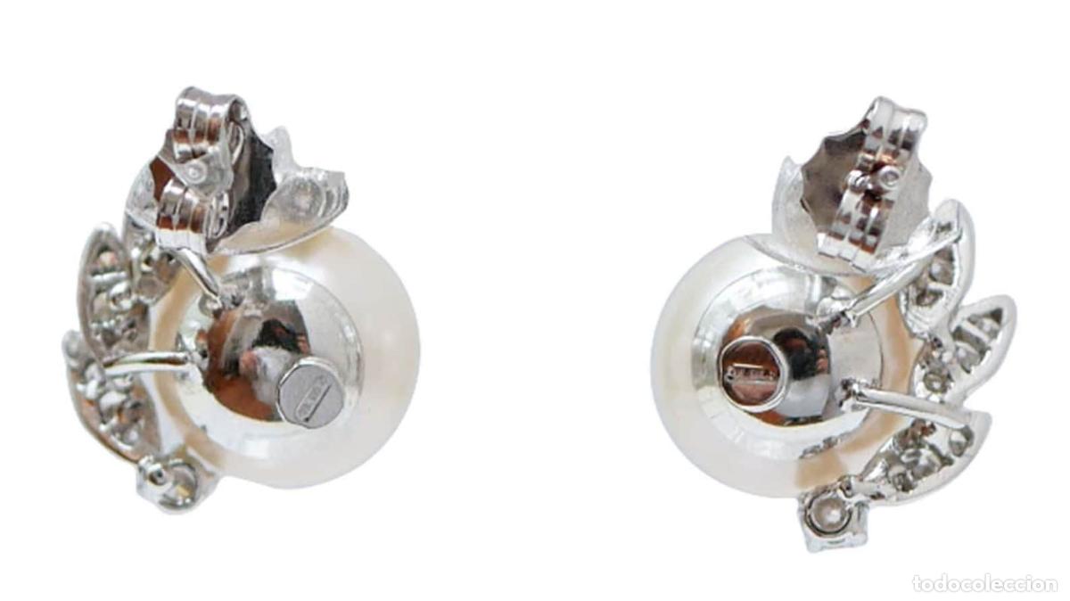 Joyeria: Pendientes de perlas, diamantes y oro blanco de 18 quilates - Foto 4