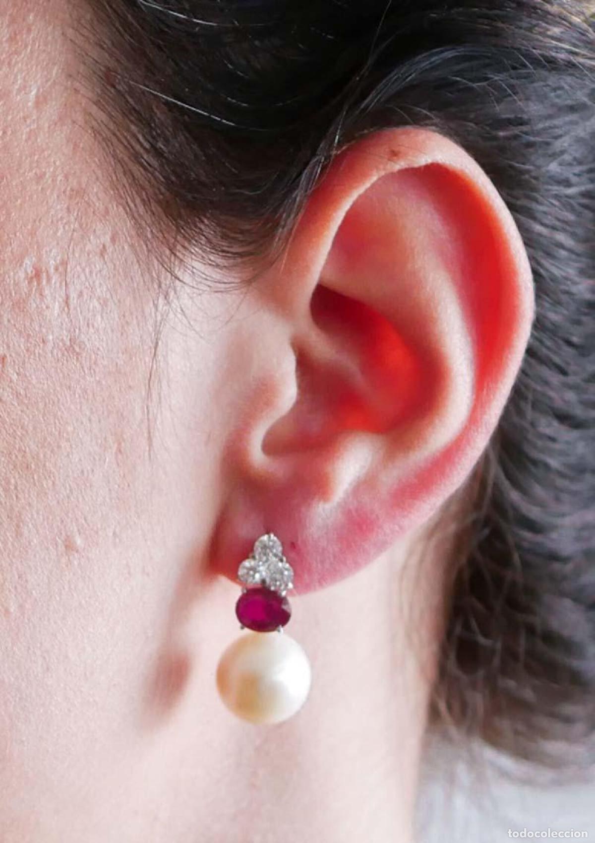 Joyeria: Pendientes de perlas, rub&iacute;es, diamantes y platino - Foto 6