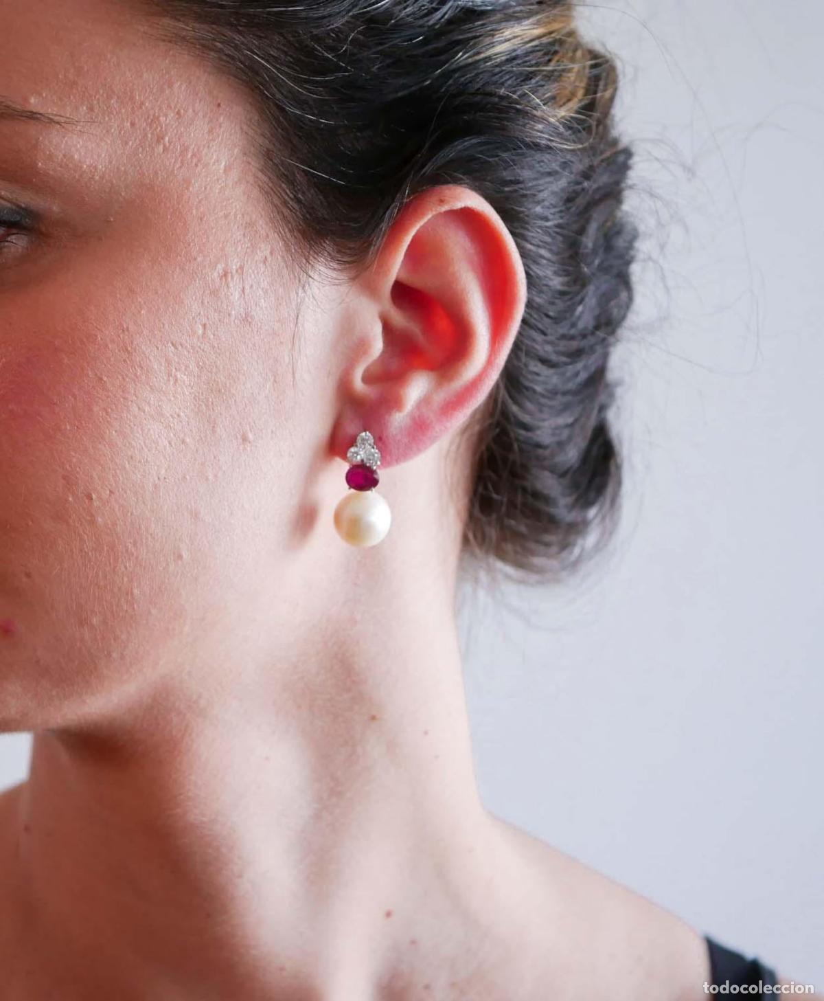 Joyeria: Pendientes de perlas, rub&iacute;es, diamantes y platino - Foto 7