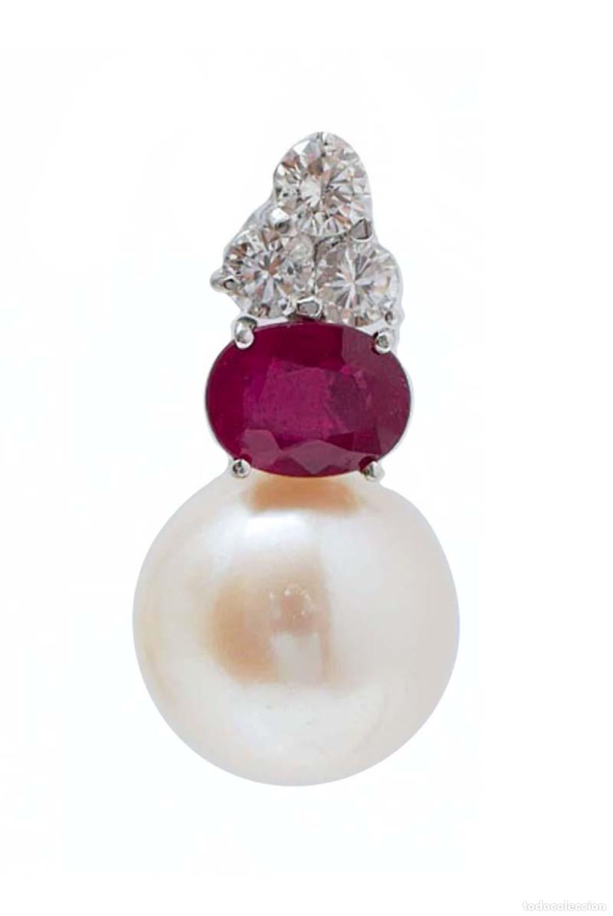 Joyeria: Pendientes de perlas, rub&iacute;es, diamantes y platino - Foto 8
