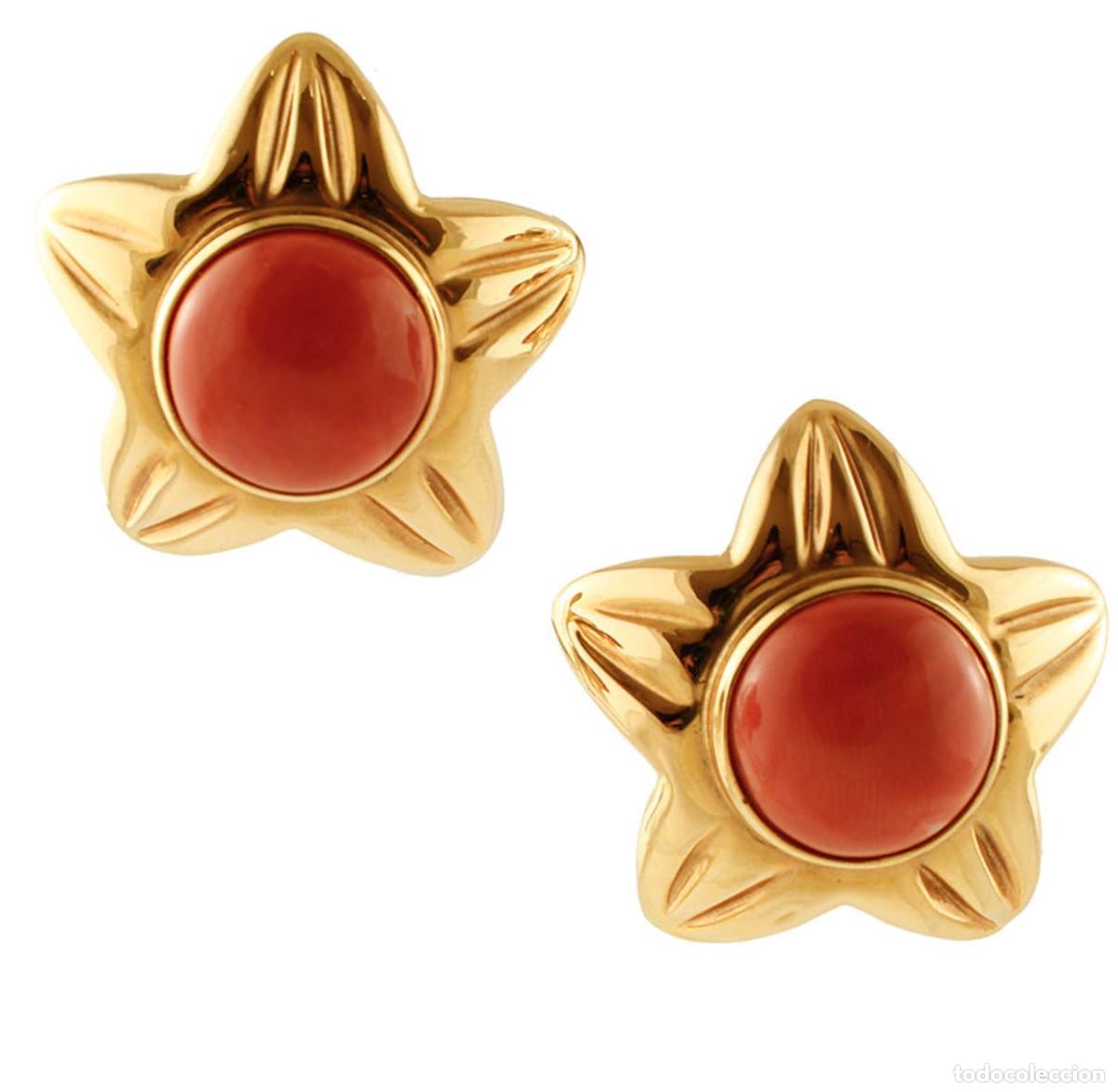 Joyeria: Pendientes Estrella, Oro Amarillo 18k y Coral - Foto 1