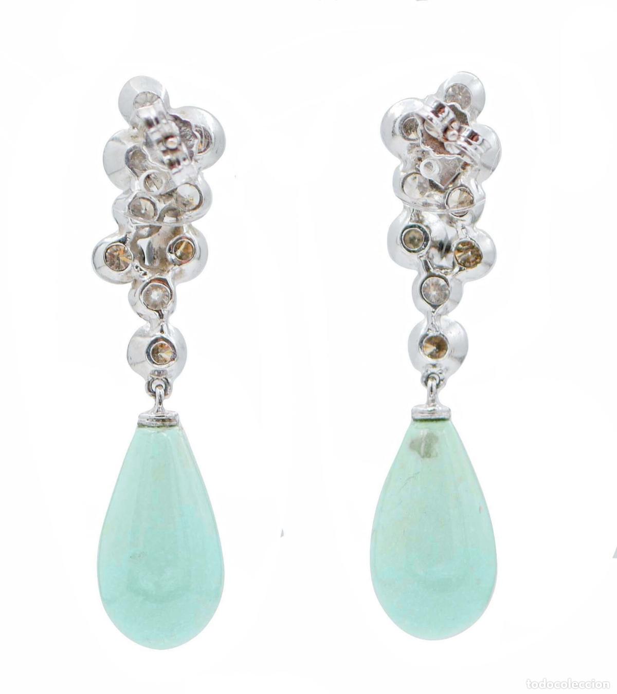 Joyeria: Pendientes de turquesa, diamantes y oro blanco - Foto 7