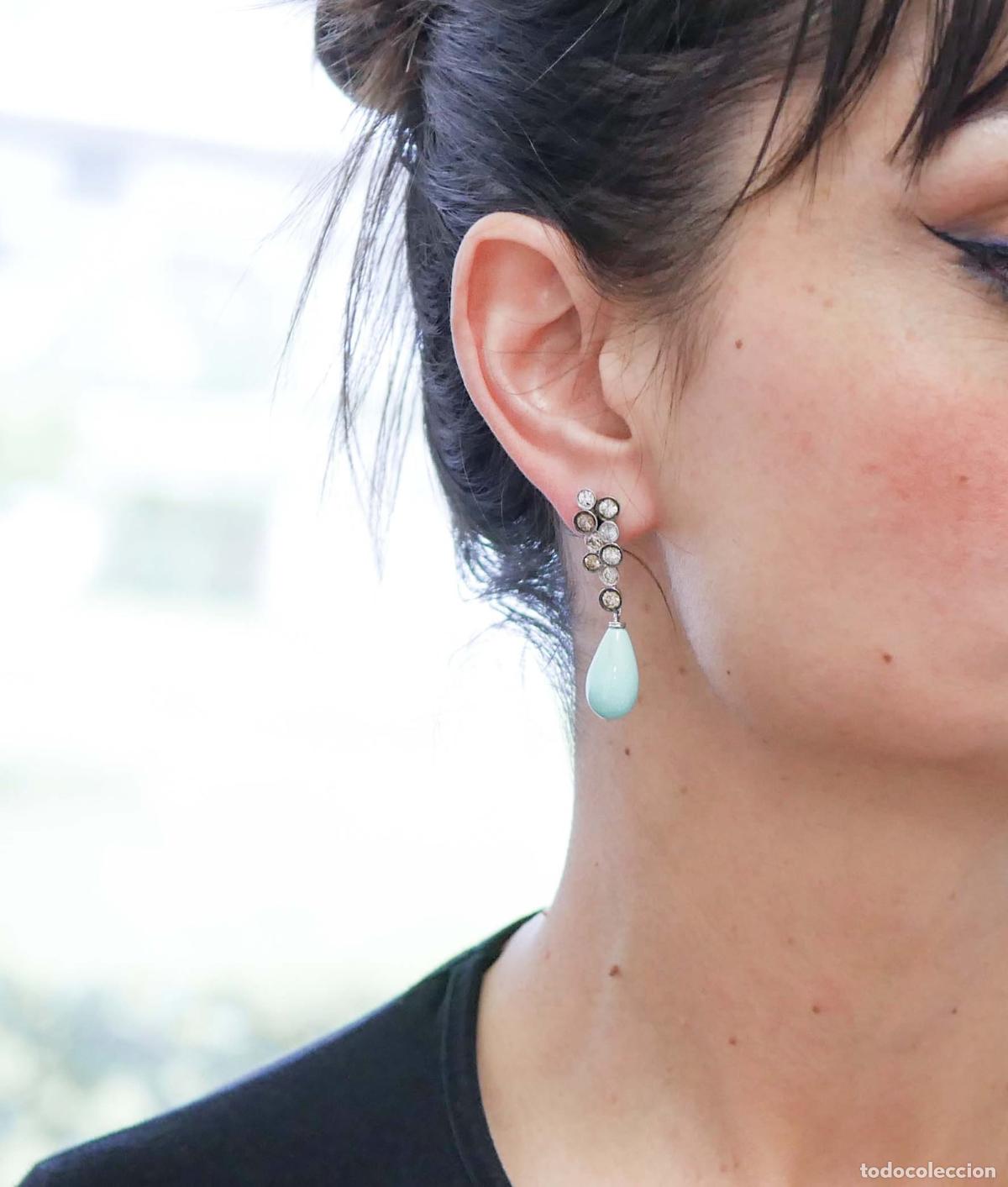 Joyeria: Pendientes de turquesa, diamantes y oro blanco - Foto 8