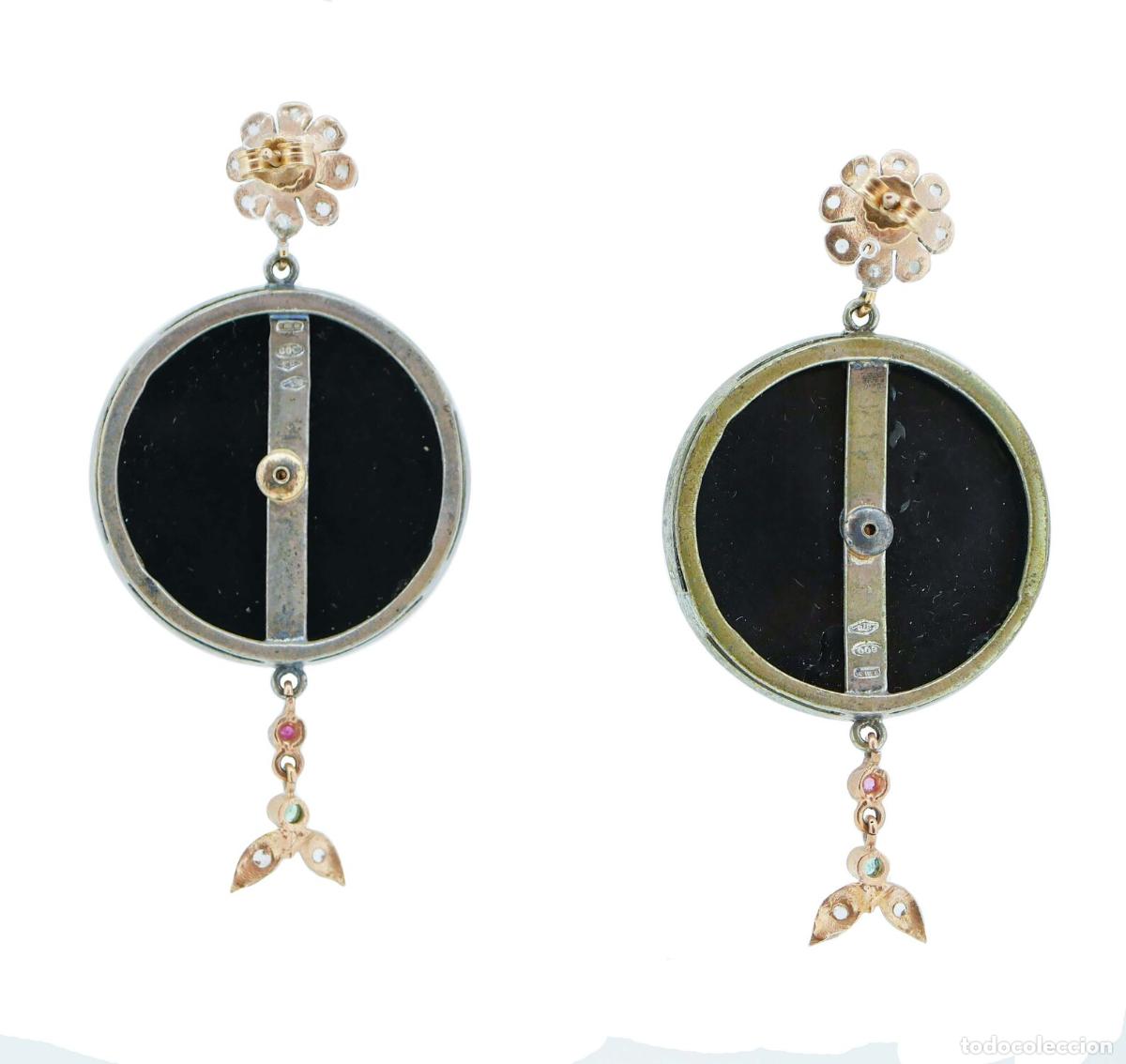 Joyeria: Pendientes de aro en oro amarillo de 18 quilates con turquesa - Foto 8