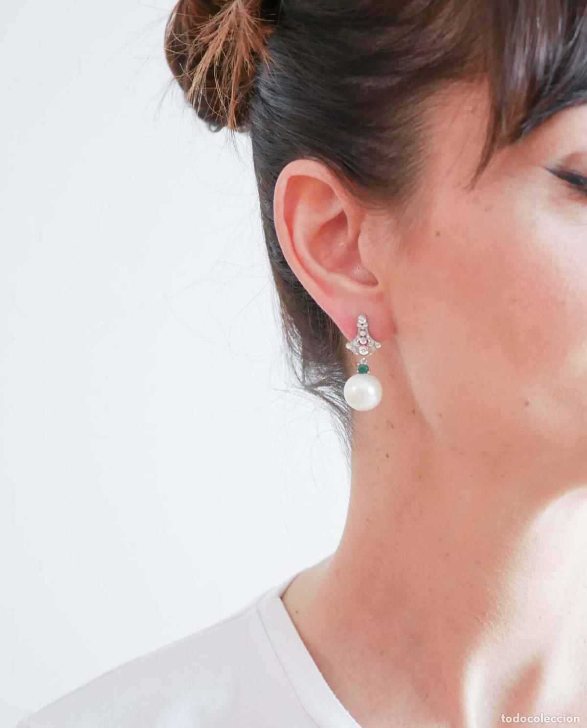 Joyeria: Pendientes de perlas, diamantes, esmeraldas y oro blanco - Foto 9