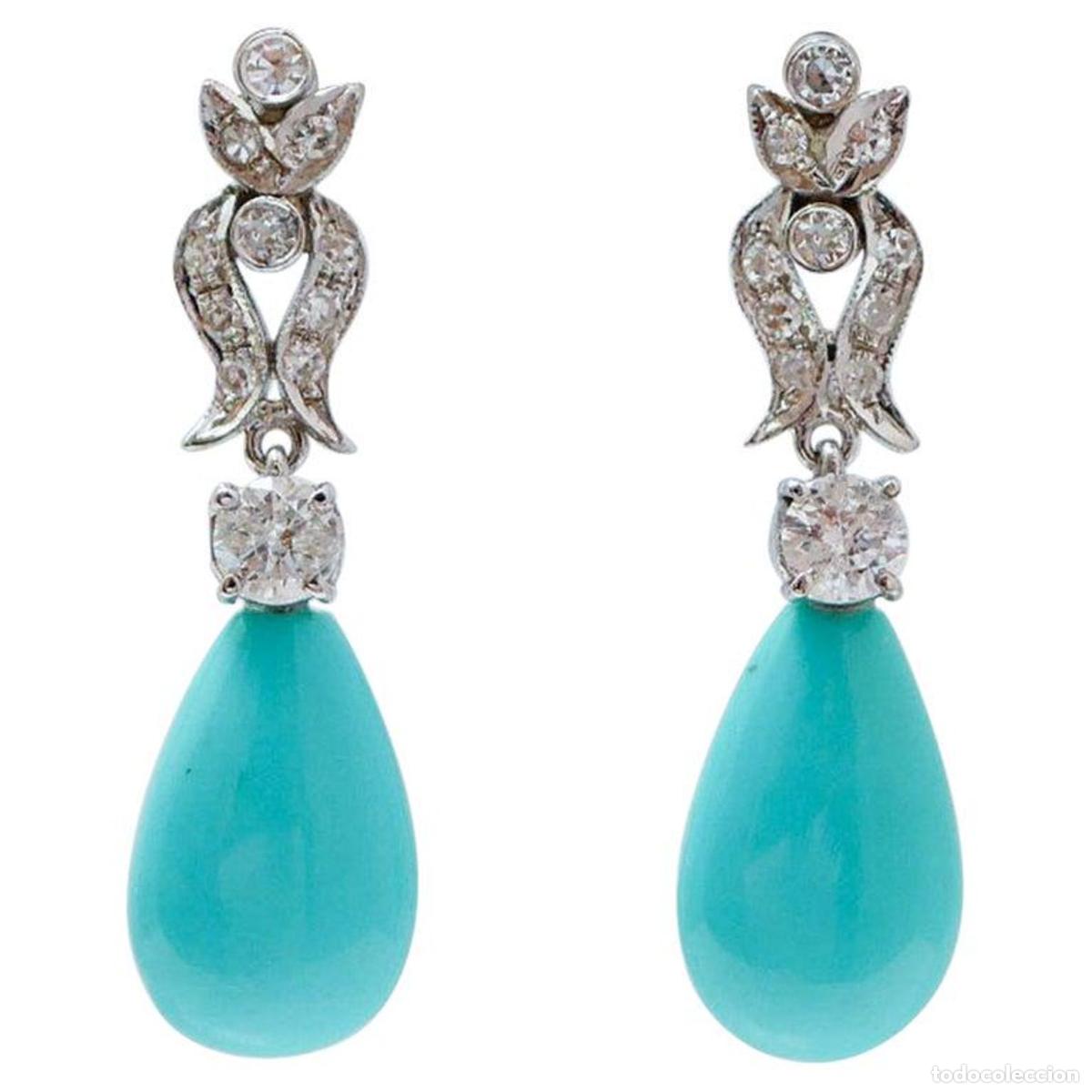 Joyeria: Pendientes de turquesa, diamantes y oro blanco - Foto 9