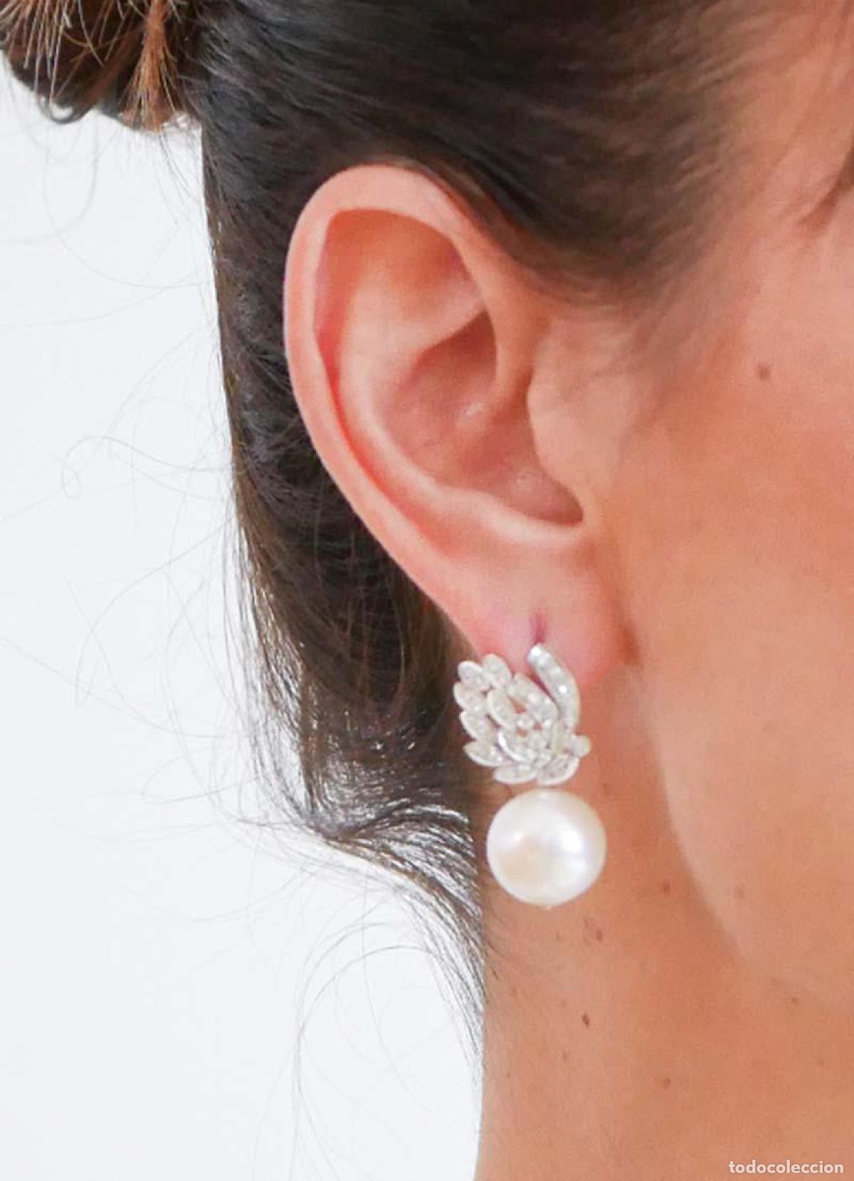 Joyeria: Pendientes de perlas, diamantes y platino - Foto 5