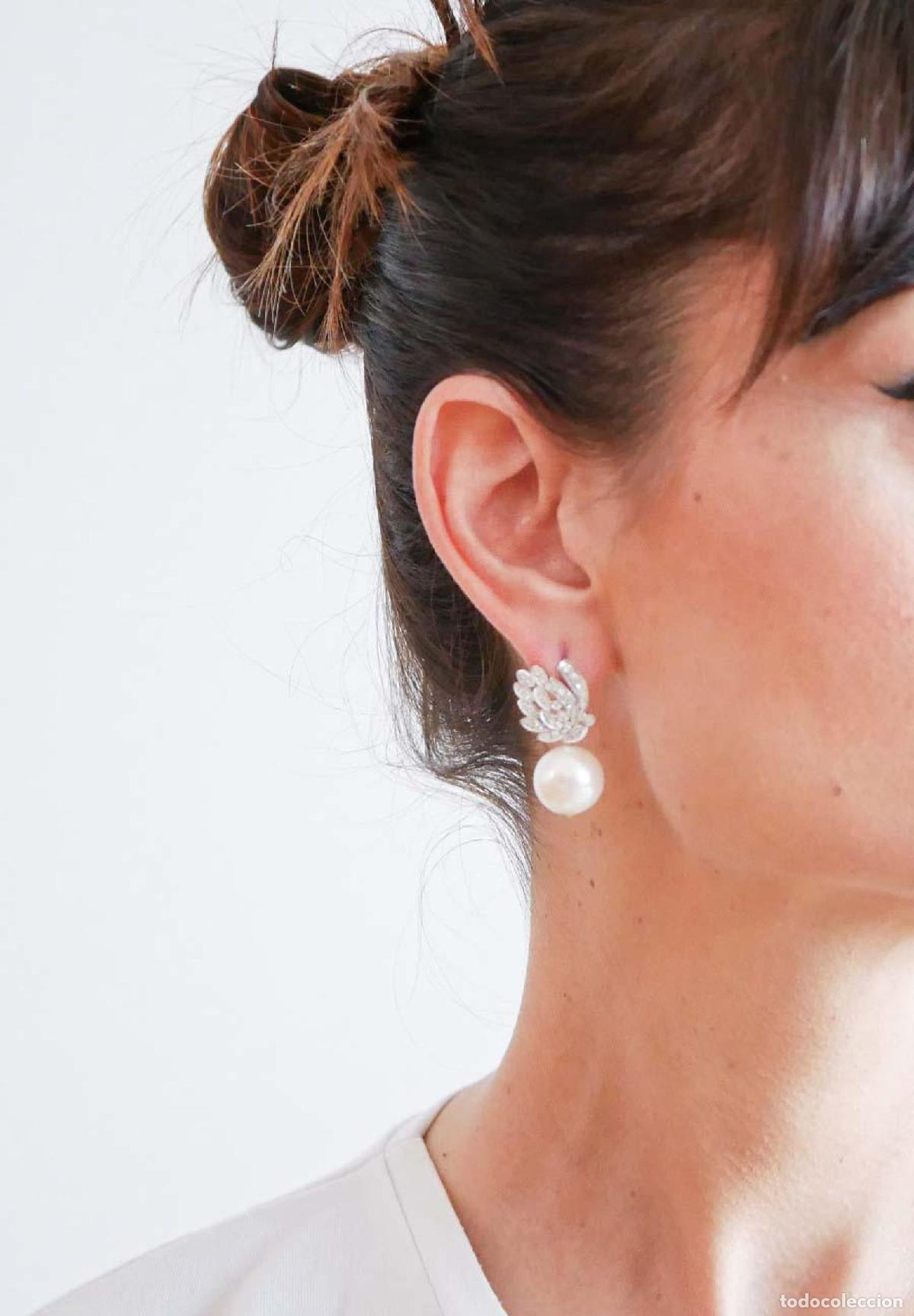Joyeria: Pendientes de perlas, diamantes y platino - Foto 6