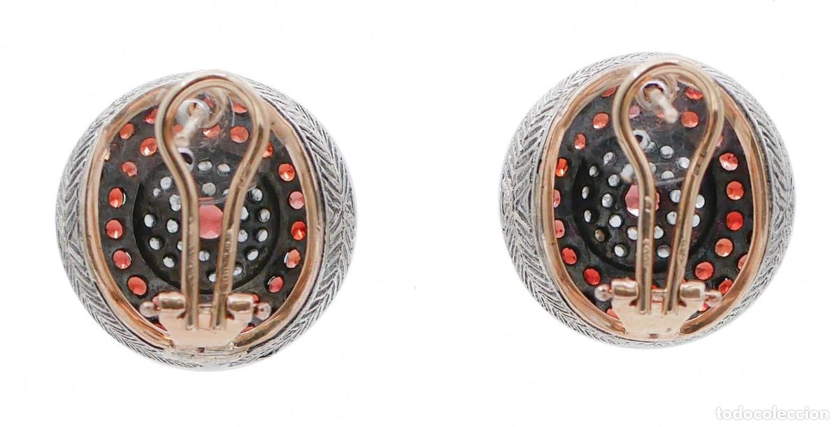 Joyeria: Pendientes de granates, diamantes, oro rosa y plata - Foto 7