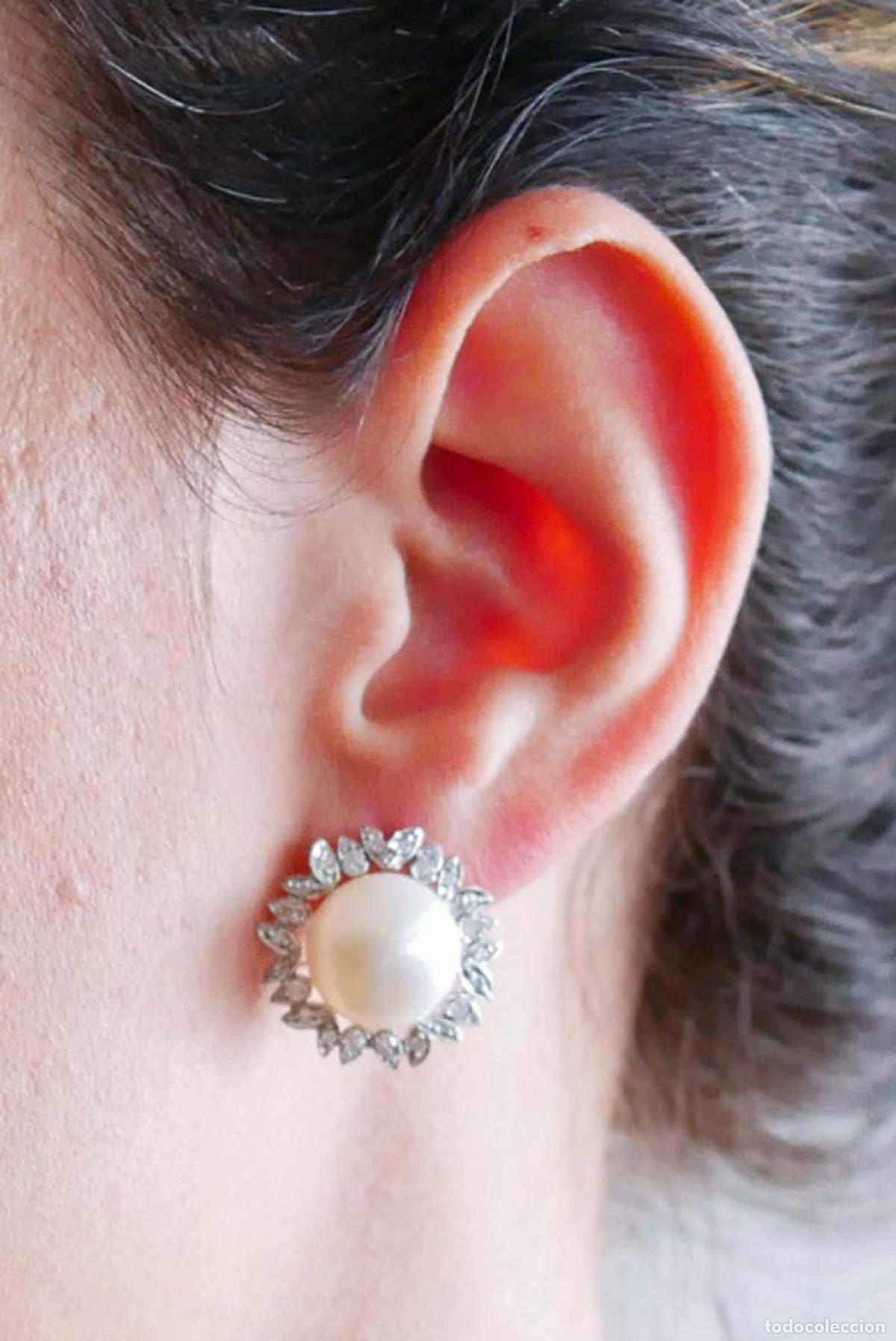 Joyeria: Pendientes de perlas blancas, diamantes y oro blanco - Foto 3