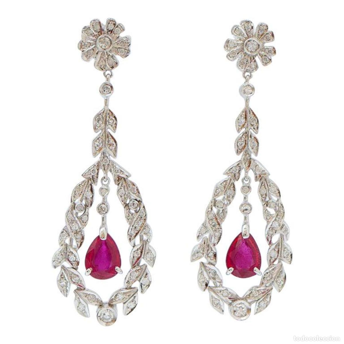 Joyeria: Pendientes de rub&iacute;es, diamantes y platino - Foto 1