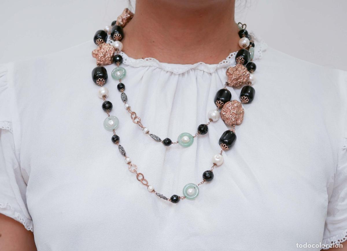 Joyeria: Collar de &oacute;nix, perlas de jade, oro rosa y plata - Foto 9