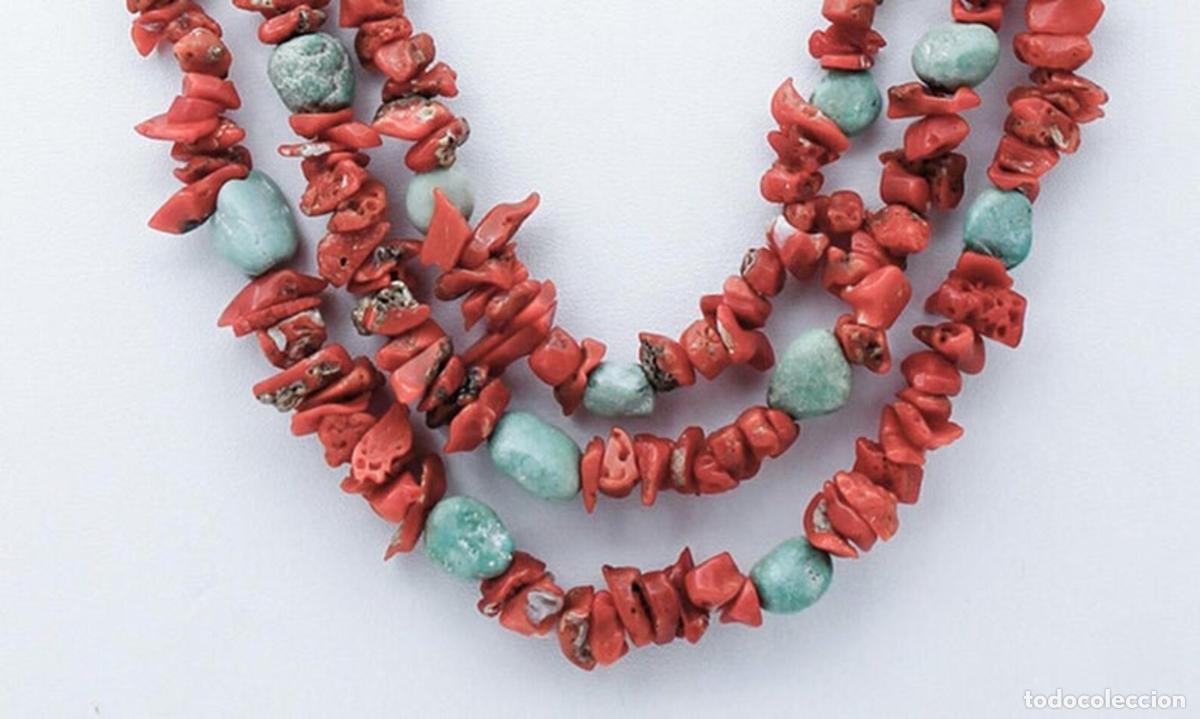 Joyeria: Collar de coral y turquesa de varias hebras - Foto 7