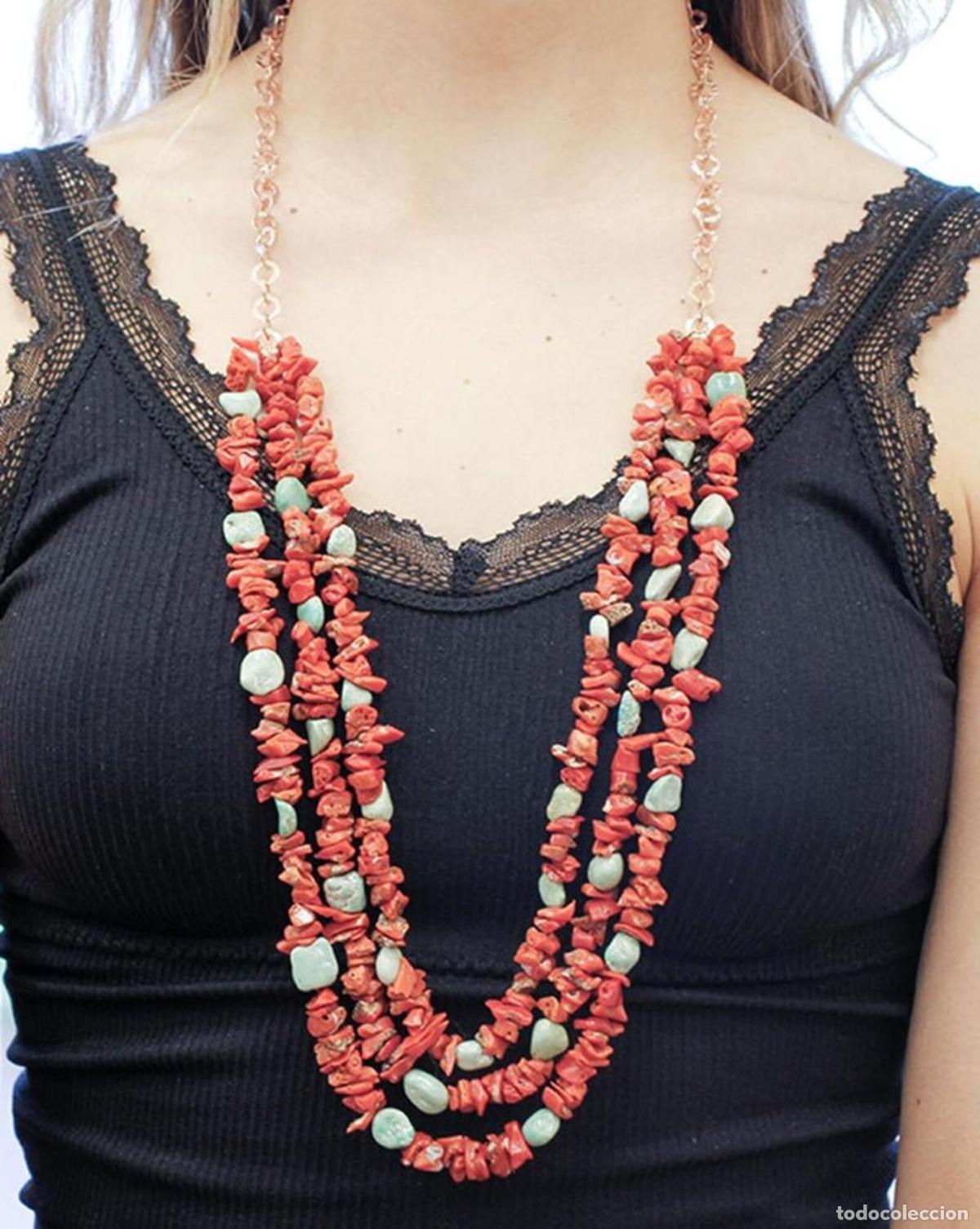 Joyeria: Collar de coral y turquesa de varias hebras - Foto 9