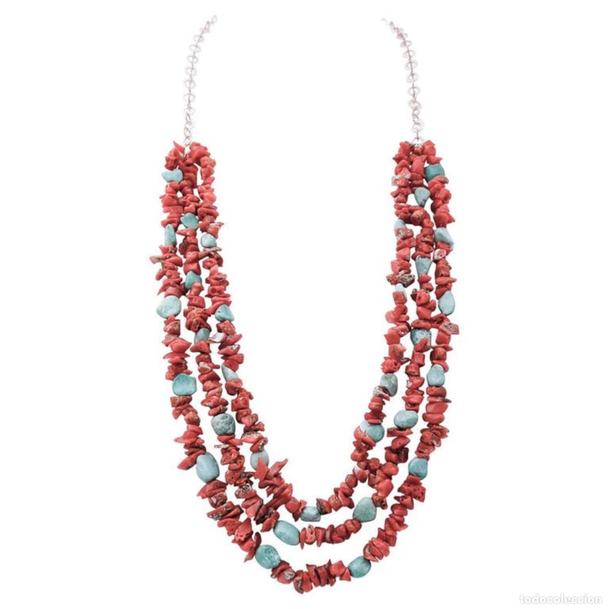 Joyeria: Collar de coral y turquesa de varias hebras - Foto 1