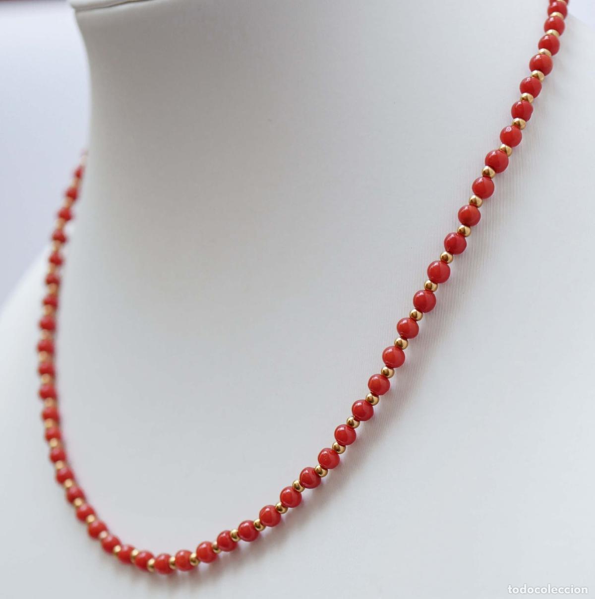 Joyeria: Collar de coral y oro amarillo de 18 quilates - Foto 2