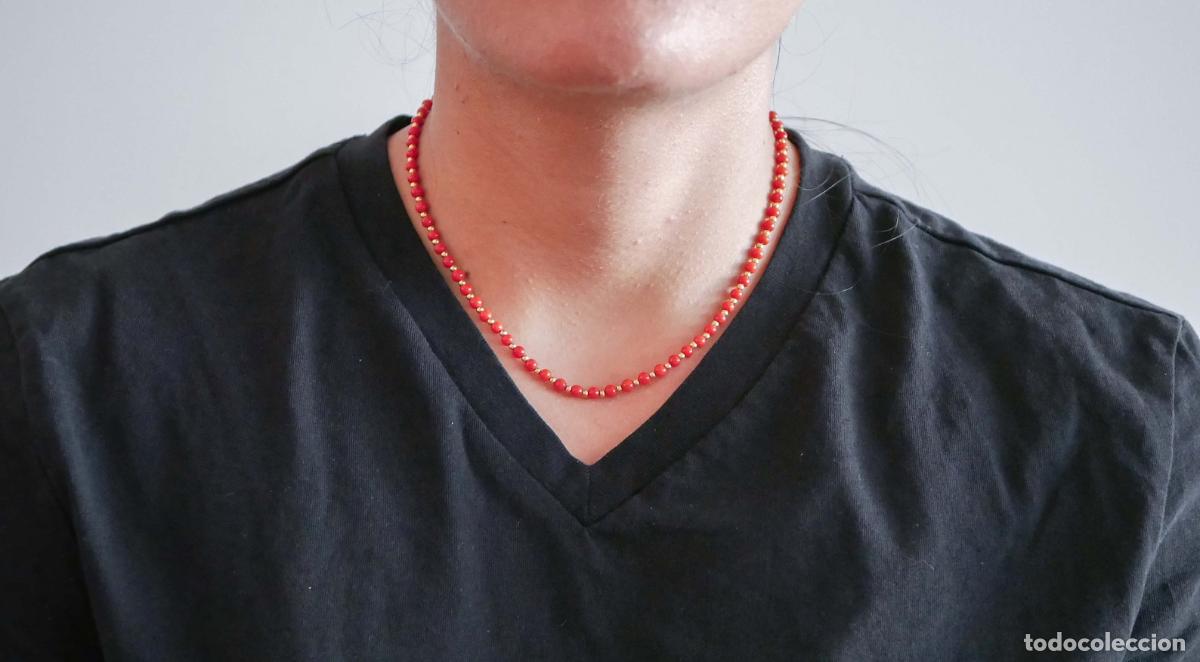 Joyeria: Collar de coral y oro amarillo de 18 quilates - Foto 3
