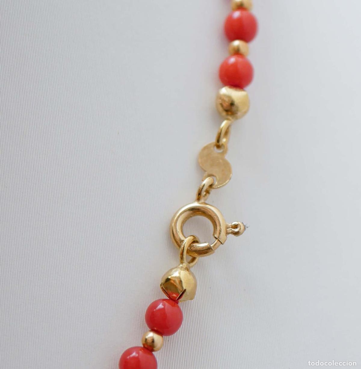 Joyeria: Collar de coral y oro amarillo de 18 quilates - Foto 4