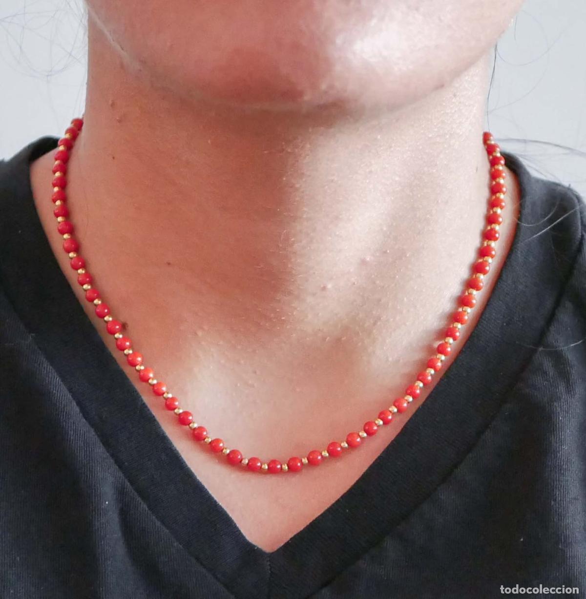 Joyeria: Collar de coral y oro amarillo de 18 quilates - Foto 5