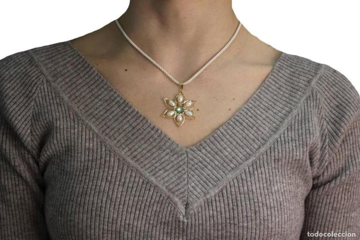 Joyeria: Colgante de flor de oro amarillo con perla Luise - Foto 7