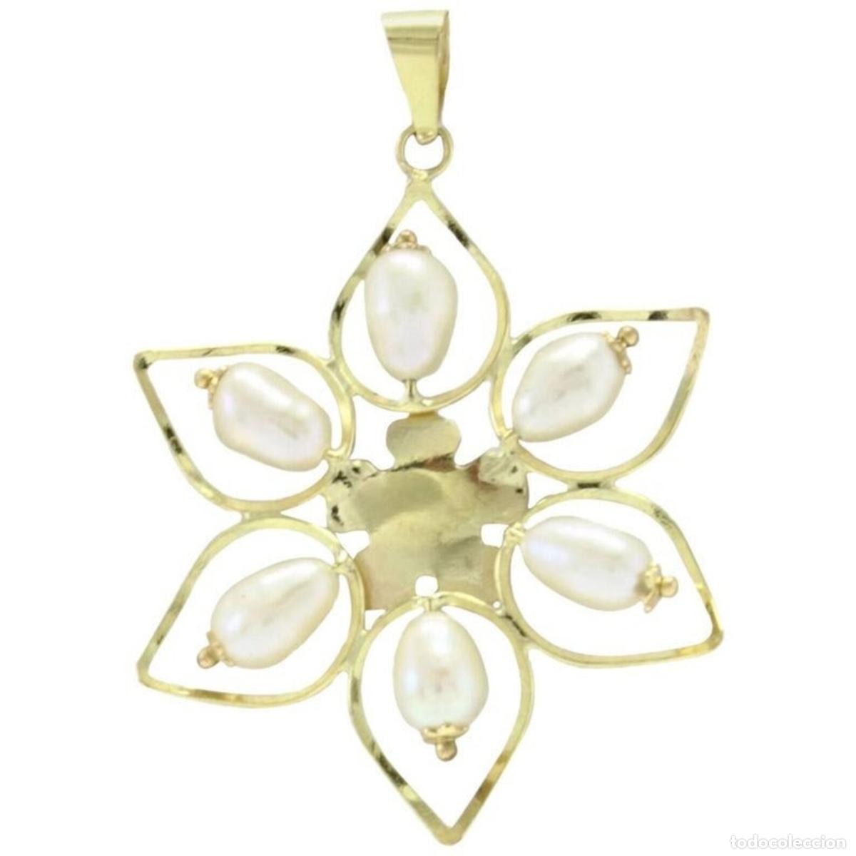 Joyeria: Colgante de flor de oro amarillo con perla Luise - Foto 1