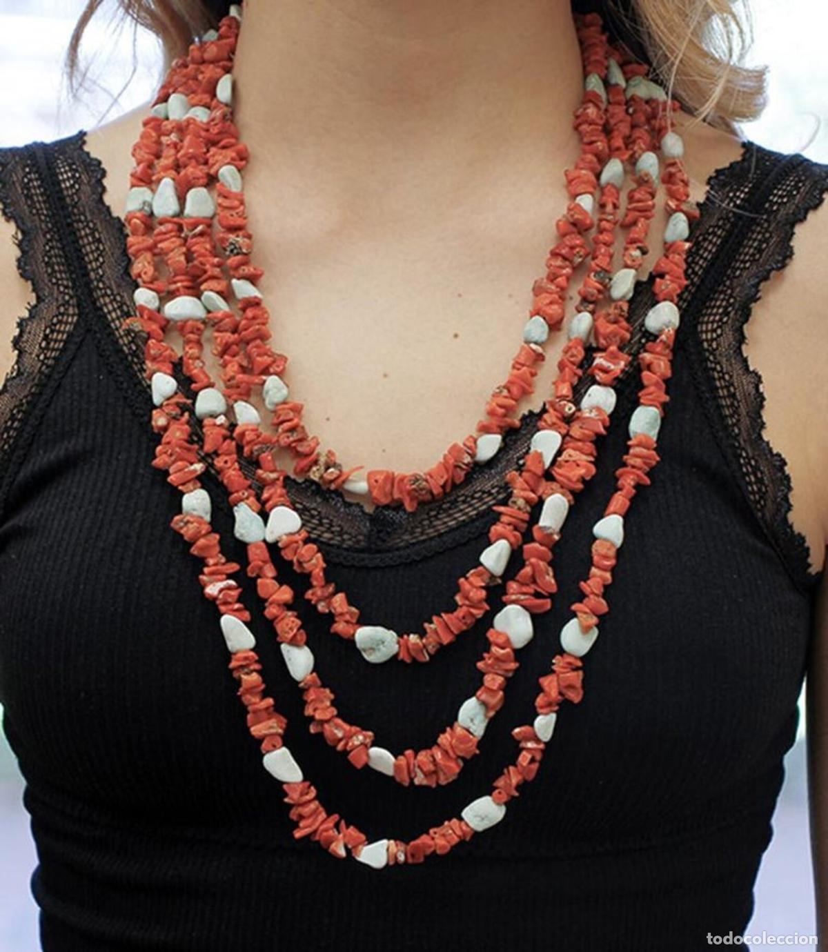 Joyeria: Collar de coral y turquesa de varias hebras - Foto 9
