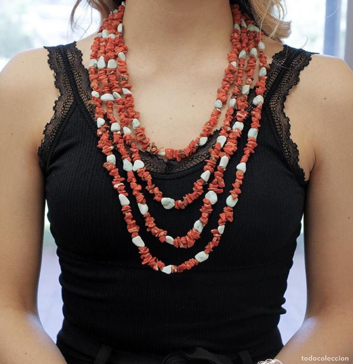 Joyeria: Collar de coral y turquesa de varias hebras - Foto 10