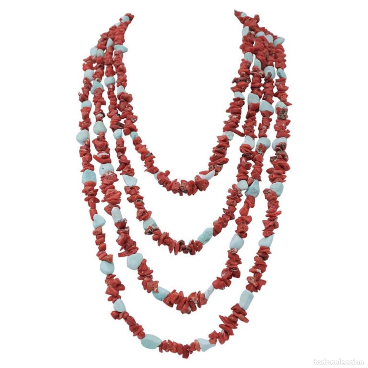 Joyeria: Collar de coral y turquesa de varias hebras - Foto 1