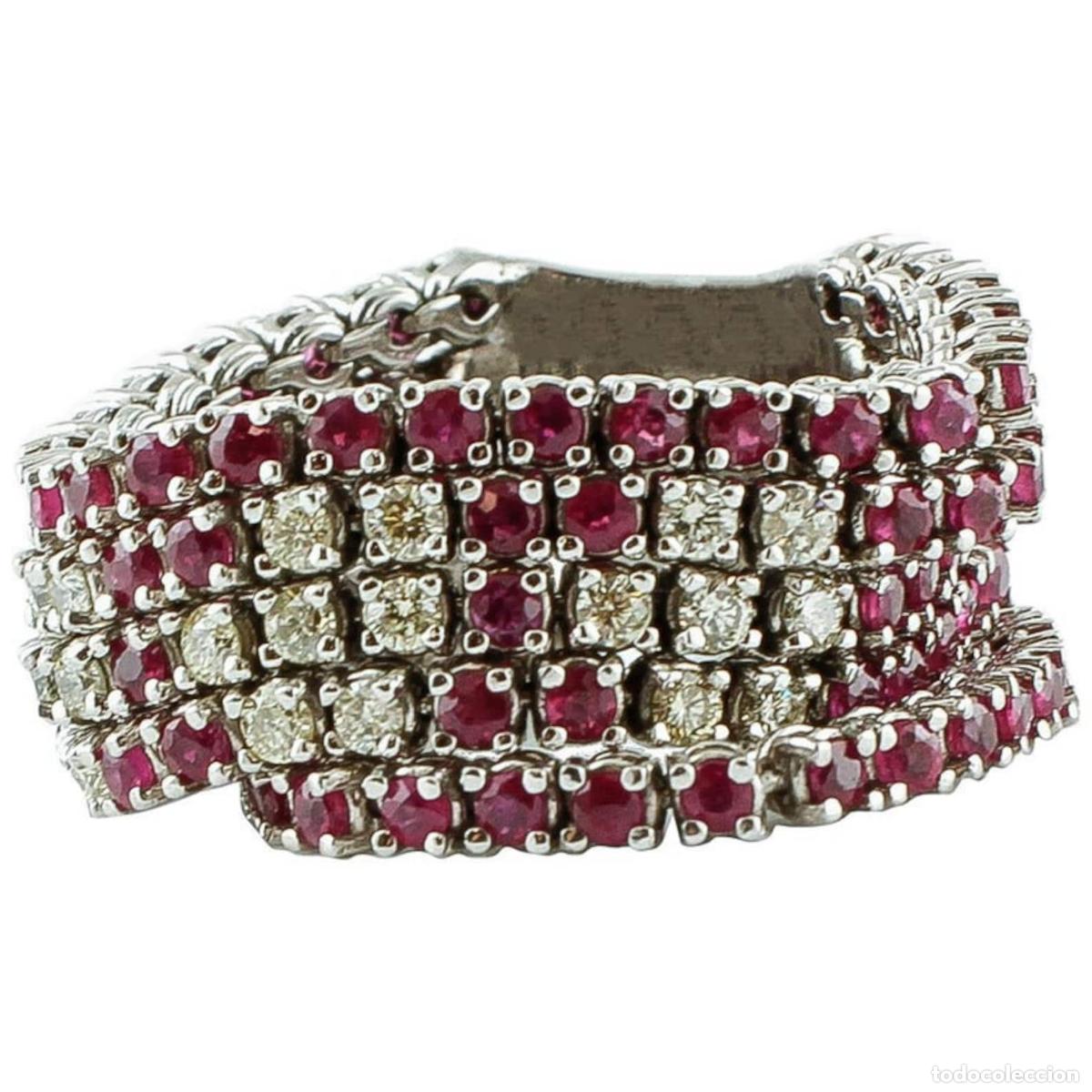 Joyeria: Anillo de oro blanco con diamantes y rub&iacute;es - Foto 1