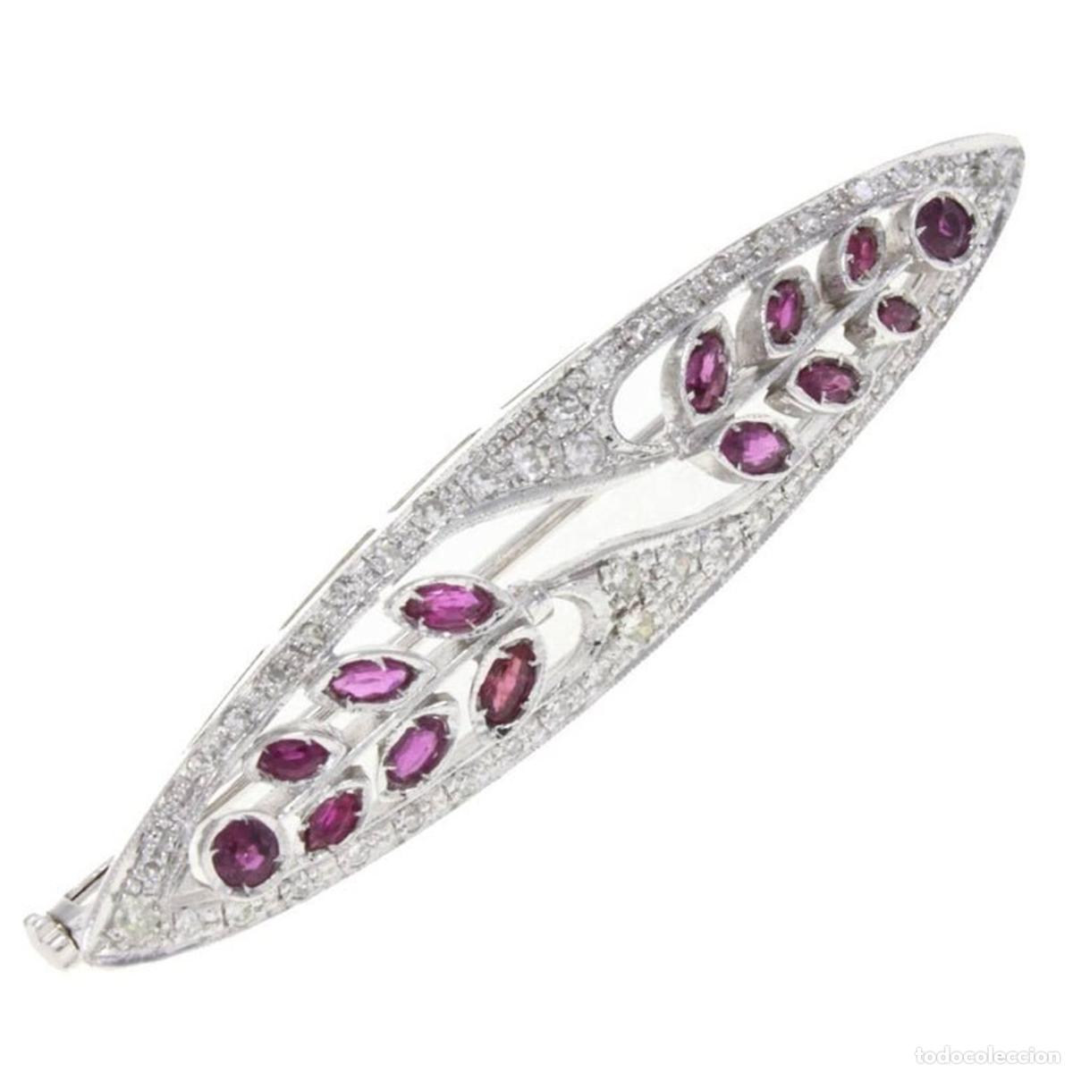 Joyeria: Broche de oro blanco con rub&iacute; y diamante - Foto 1