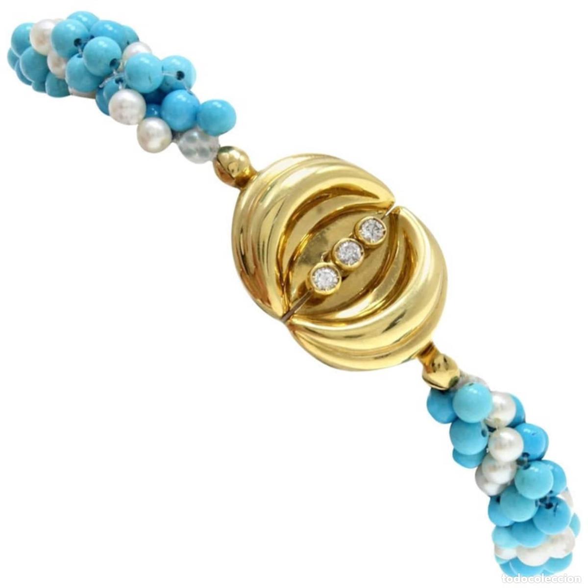 Joyeria: Pulsera de oro de 18 kt con perla turquesa - Foto 1