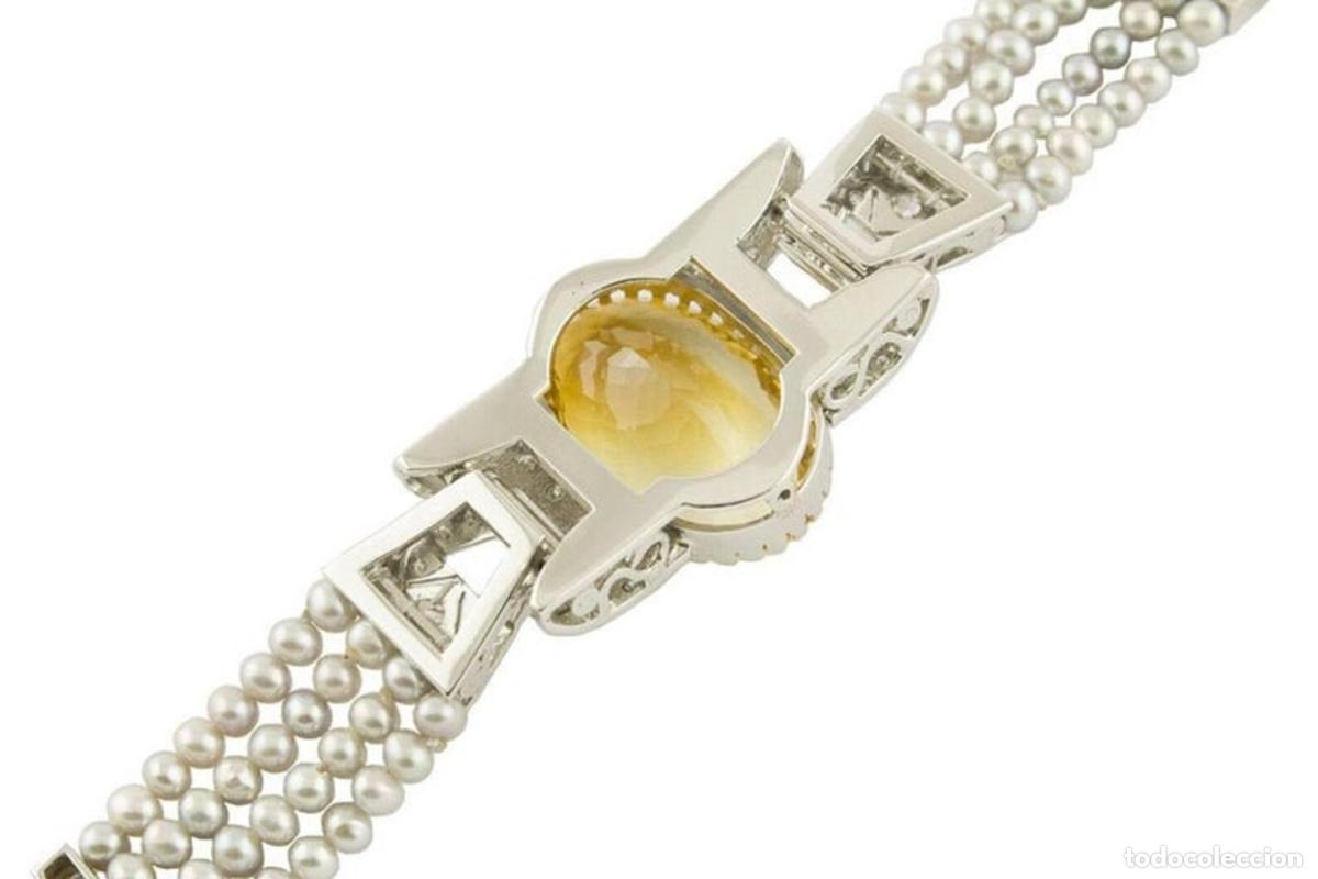 Joyeria: Pulsera de oro con topacio, diamantes y perla gris - Foto 15