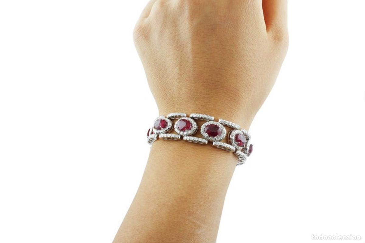 Joyeria: Pulsera de eslabones de oro blanco con diamantes y rub&iacute;es - Foto 14