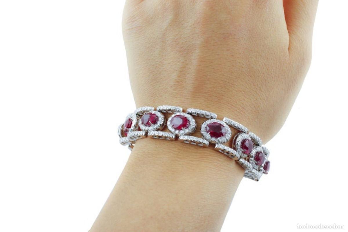 Joyeria: Pulsera de eslabones de oro blanco con diamantes y rub&iacute;es - Foto 15