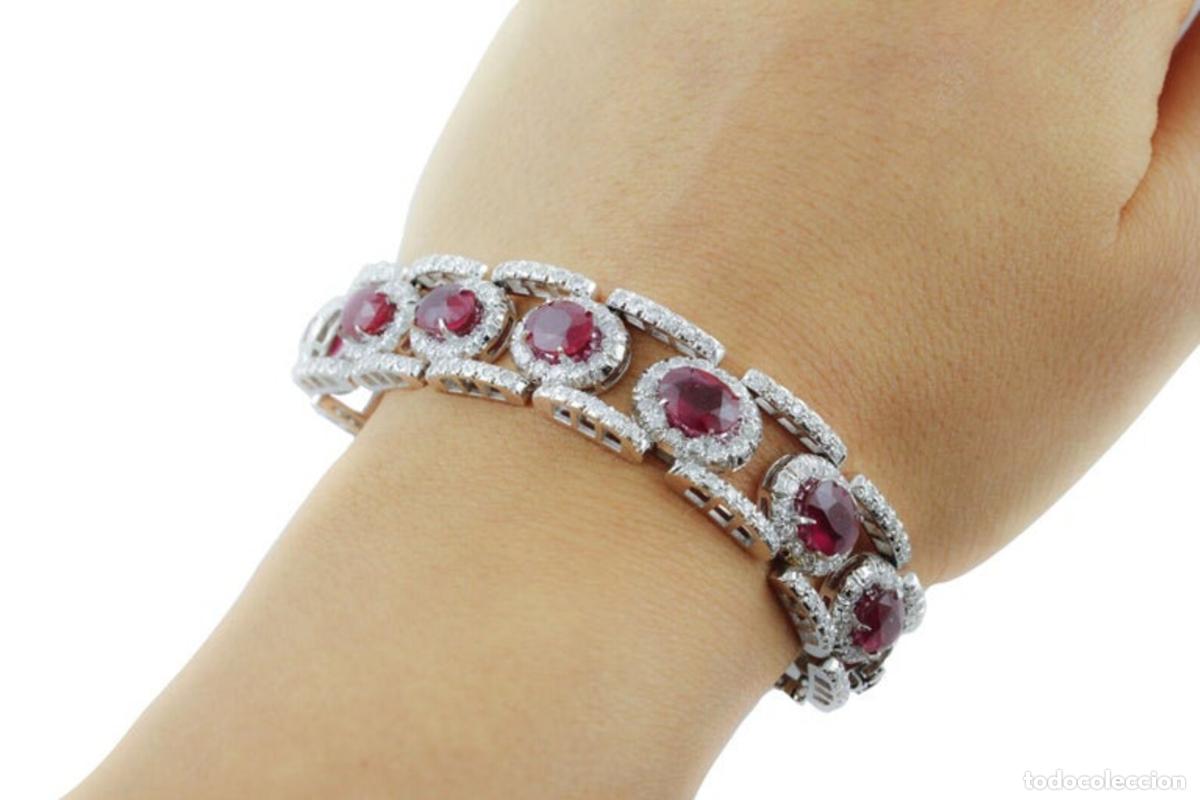 Joyeria: Pulsera de eslabones de oro blanco con diamantes y rub&iacute;es - Foto 17