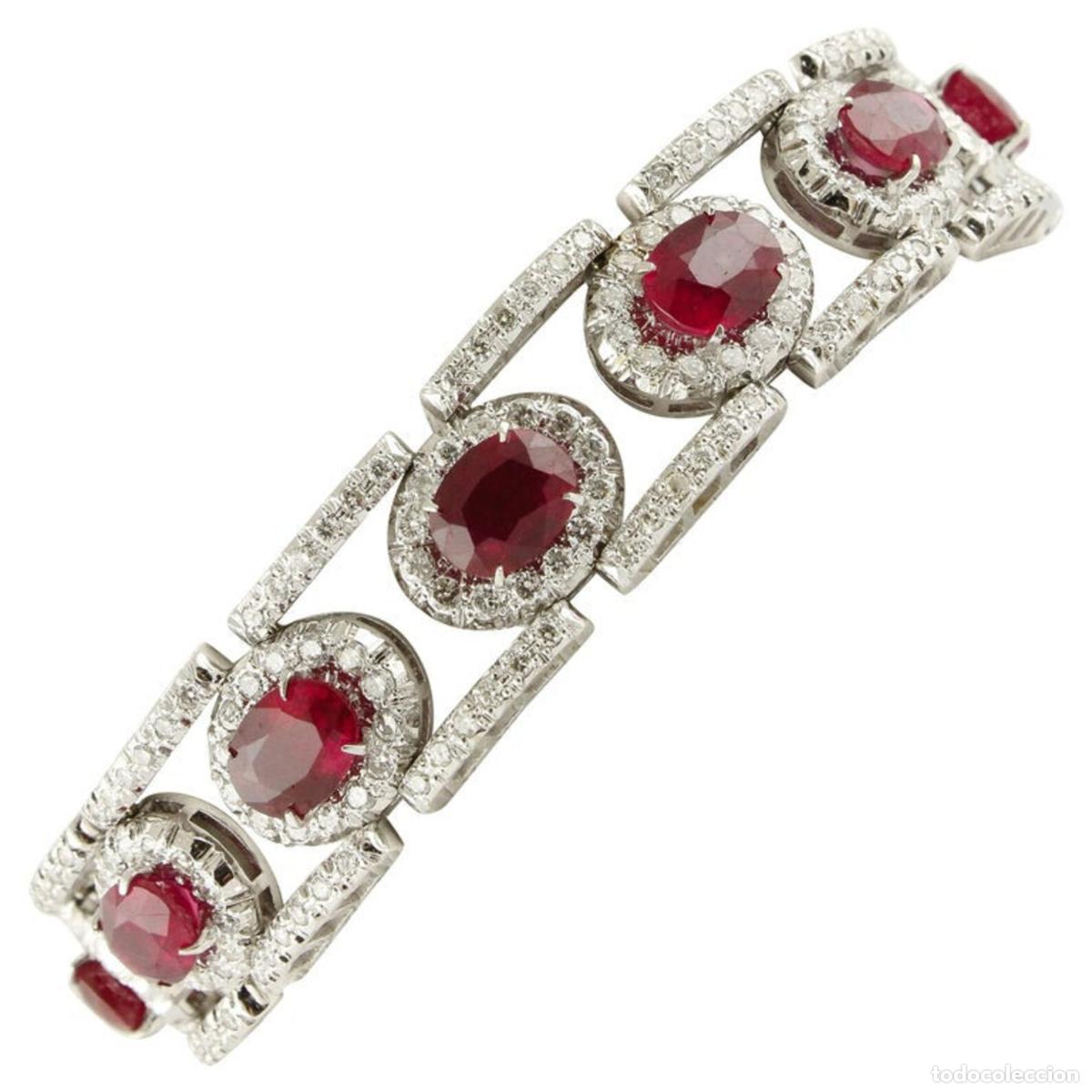 Joyeria: Pulsera de eslabones de oro blanco con diamantes y rub&iacute;es - Foto 1