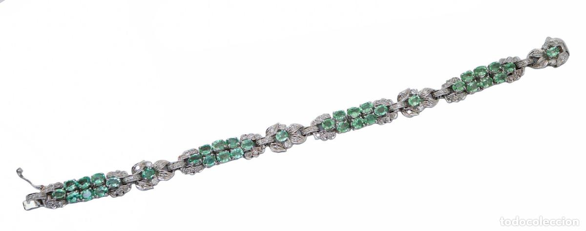 Joyeria: Pulsera de oro blanco con esmeraldas y diamantes - Foto 2