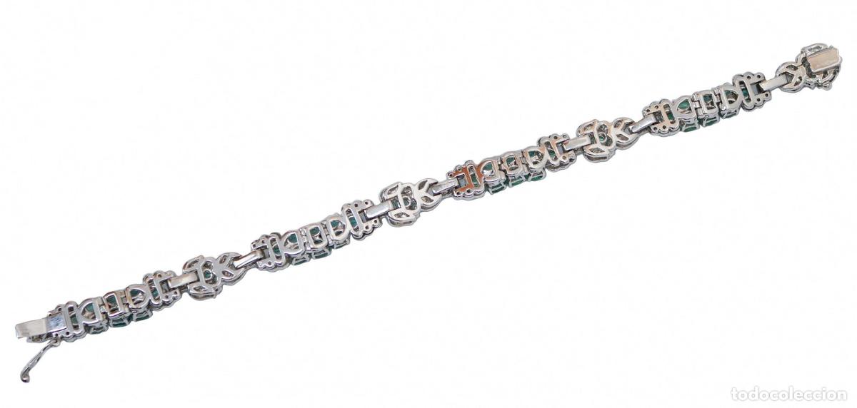 Joyeria: Pulsera de oro blanco con esmeraldas y diamantes - Foto 3