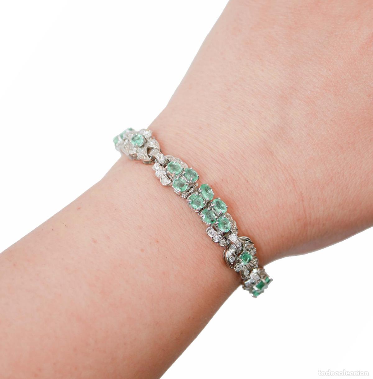 Joyeria: Pulsera de oro blanco con esmeraldas y diamantes - Foto 4