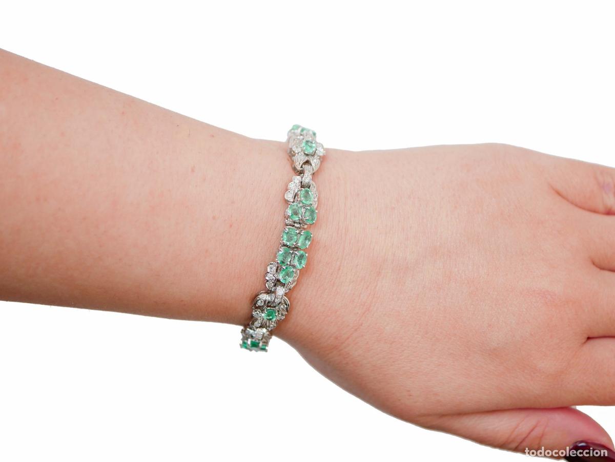 Joyeria: Pulsera de oro blanco con esmeraldas y diamantes - Foto 5